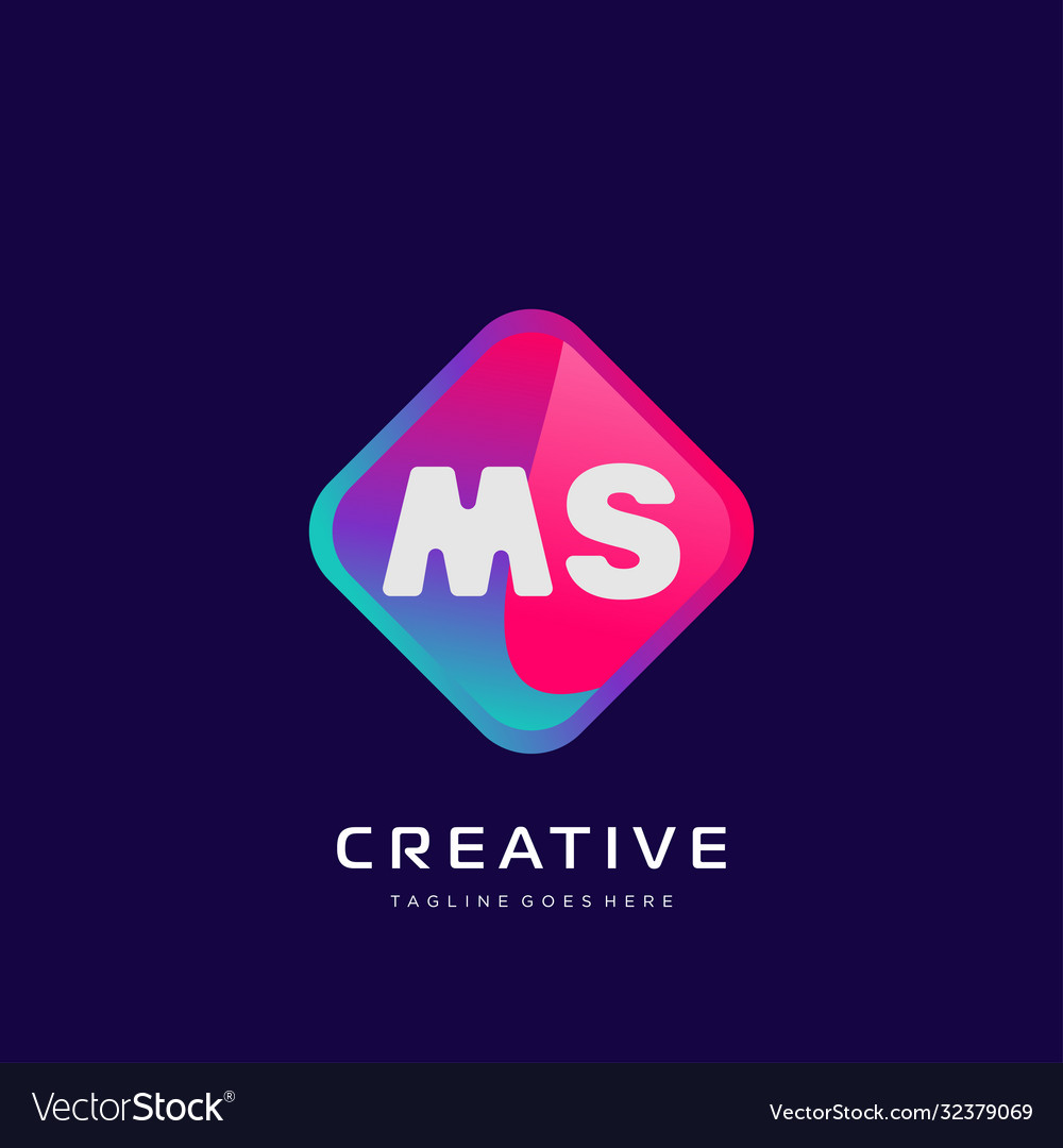 Ms initial logo with colorful template