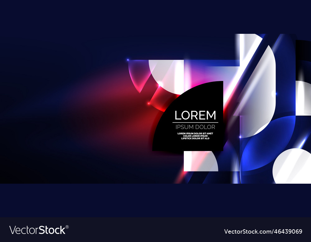Neon round shapes lines and triangle elements hi