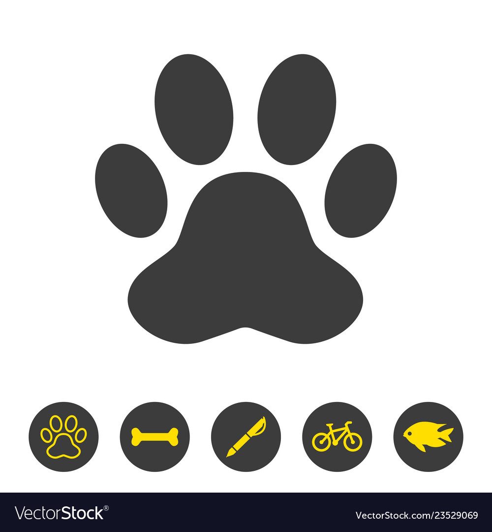 Paw print icon on white background