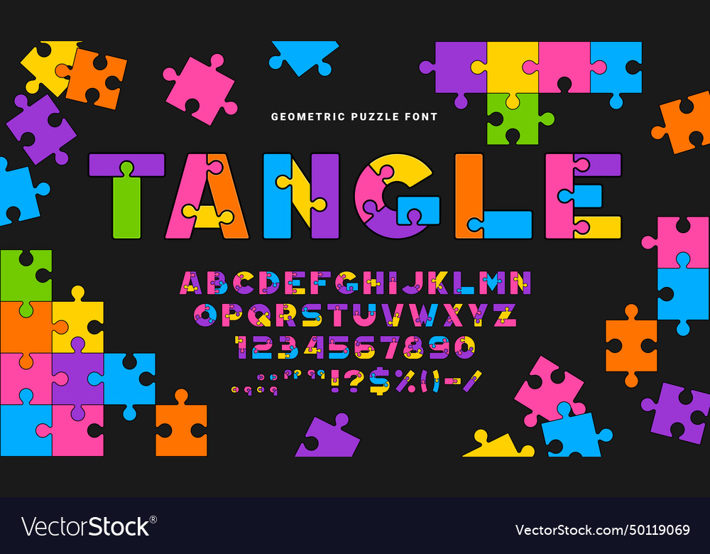 Puzzle game font quiz type jigsaw typeface