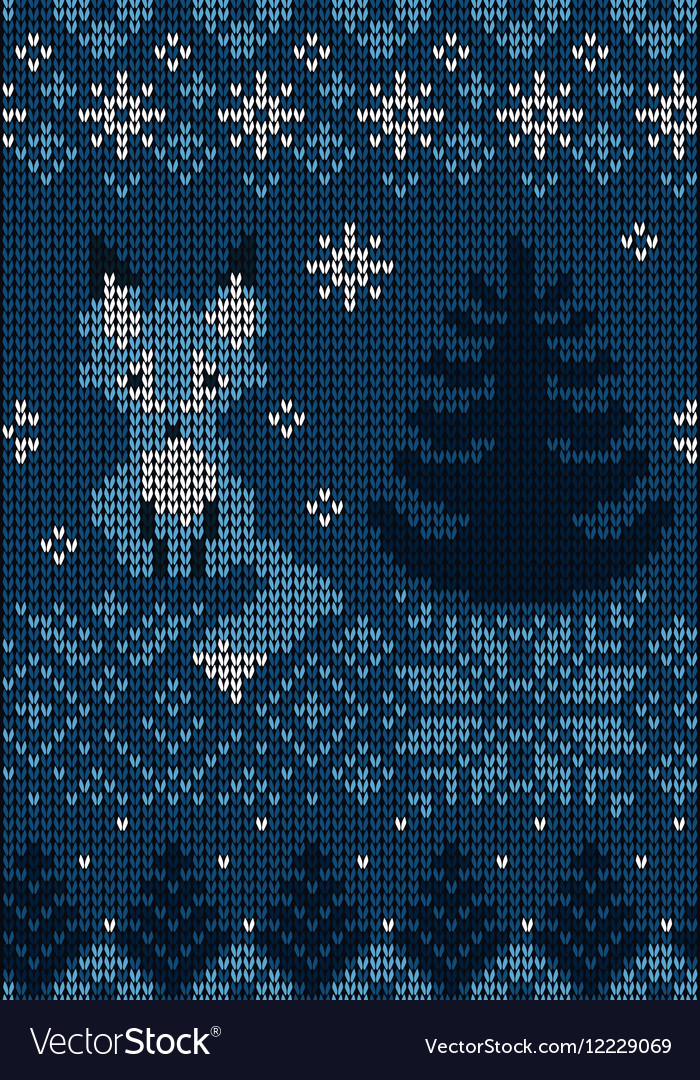 Seamless knit pattern with fox