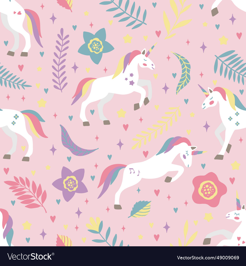 Seamless pattern with cute unicorns Vector Image Seamless pattern with cute unicorns