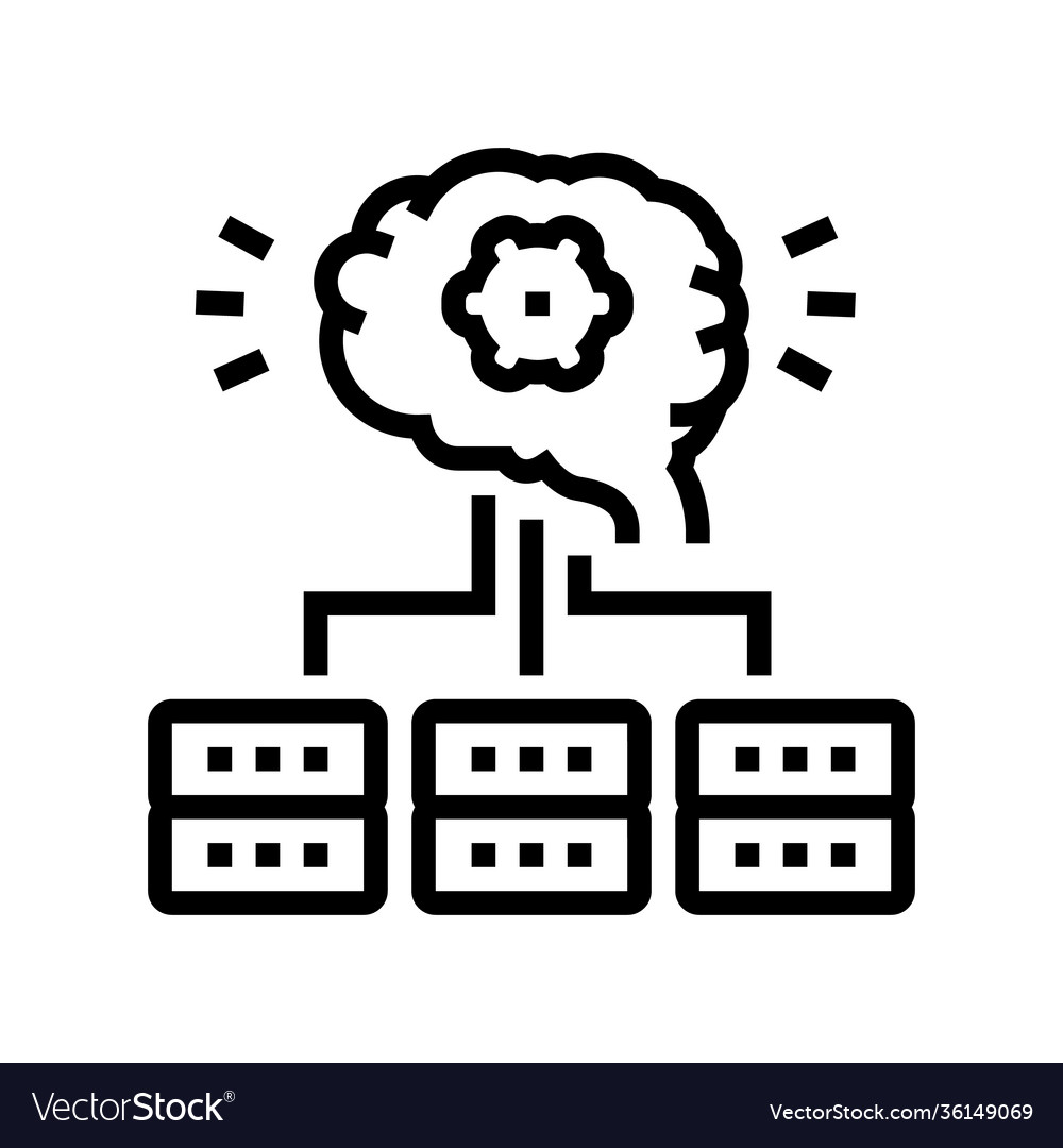 Servers communication neural network line icon vector image Servers communication neural network line icon