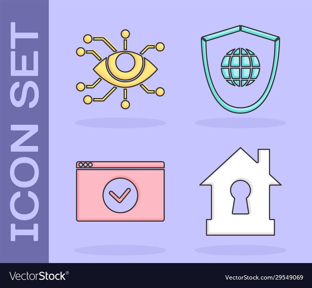 Set house under protection eye scan secure vector image Set house under protection eye scan secure