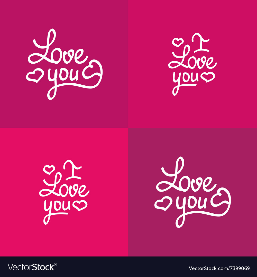 Set of love you lettering valentine design