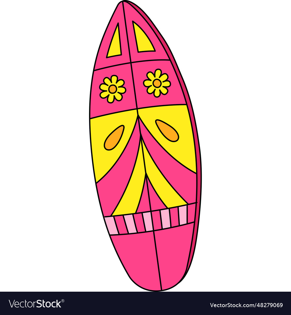 Surfboard summer cartoon colored clipart