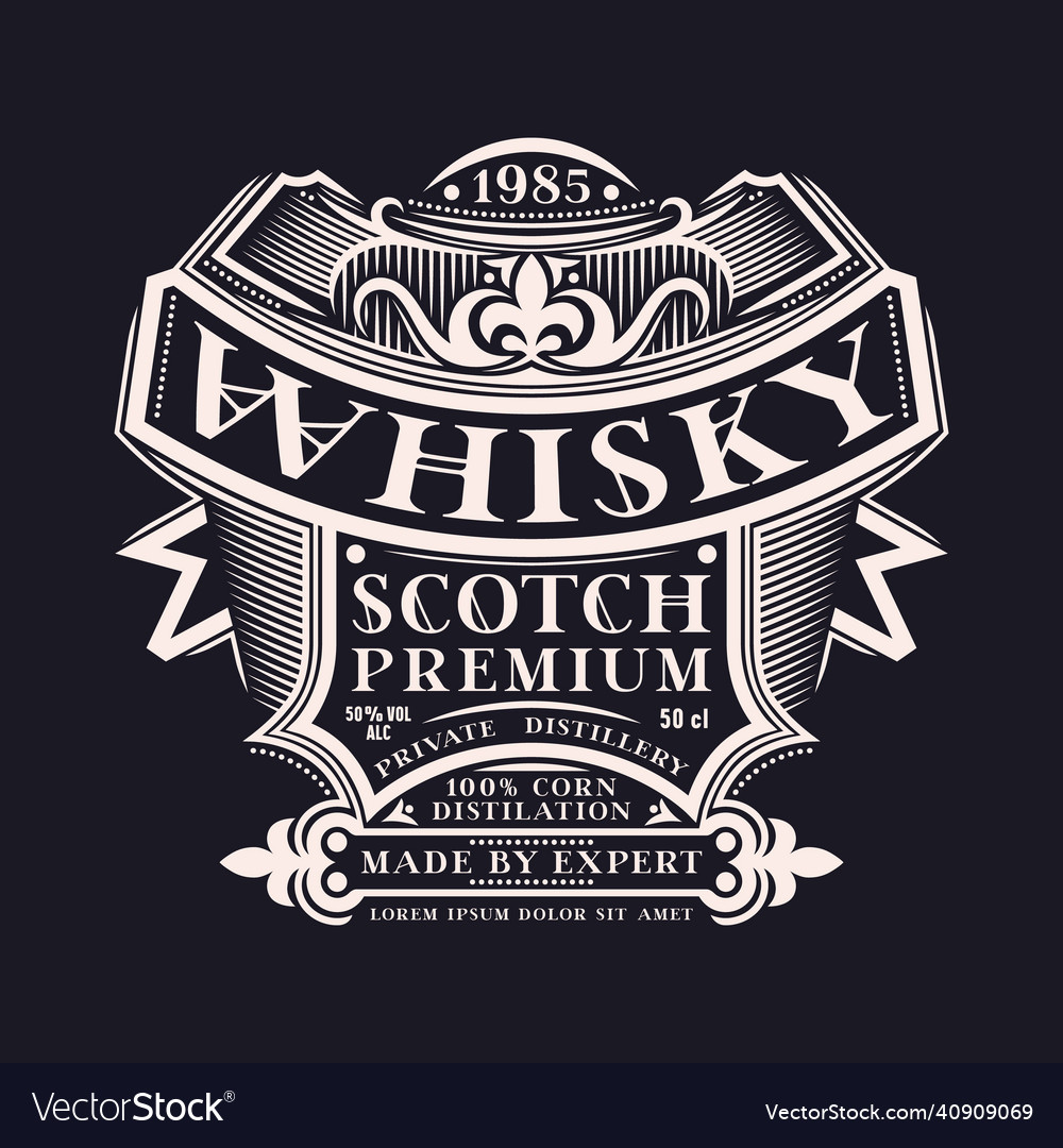 Template decorative label for whiskey Royalty Free Vector