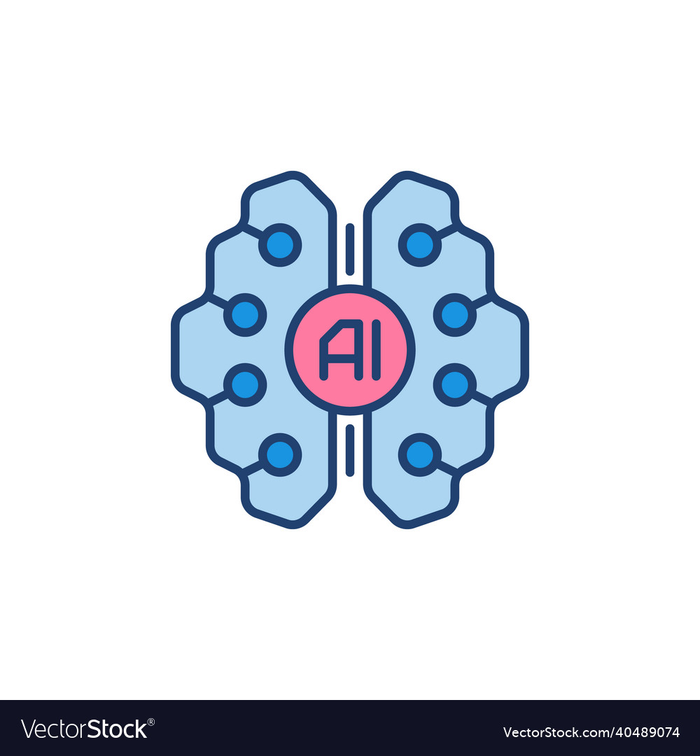 Digital ai brain colored icon artificial vector image Digital ai brain colored icon artificial