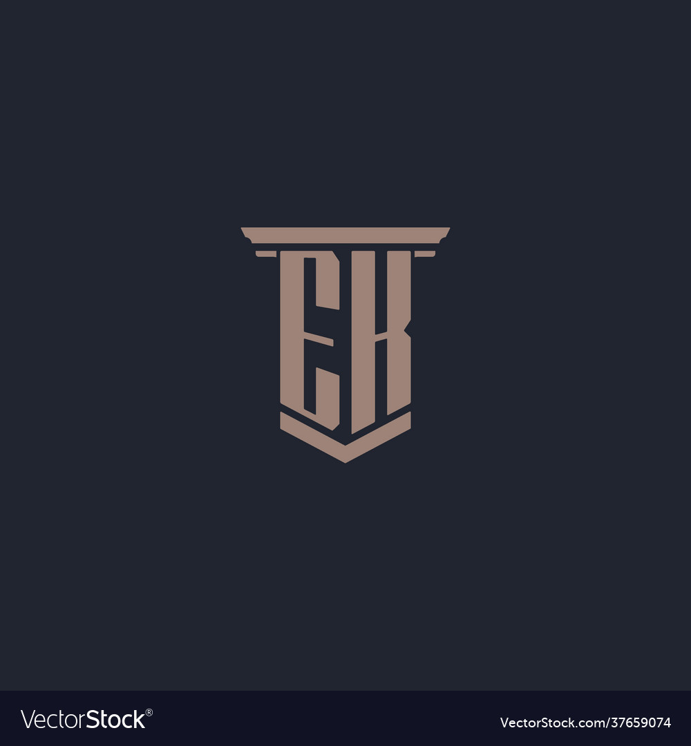 Ek initial monogram logo with pillar style design