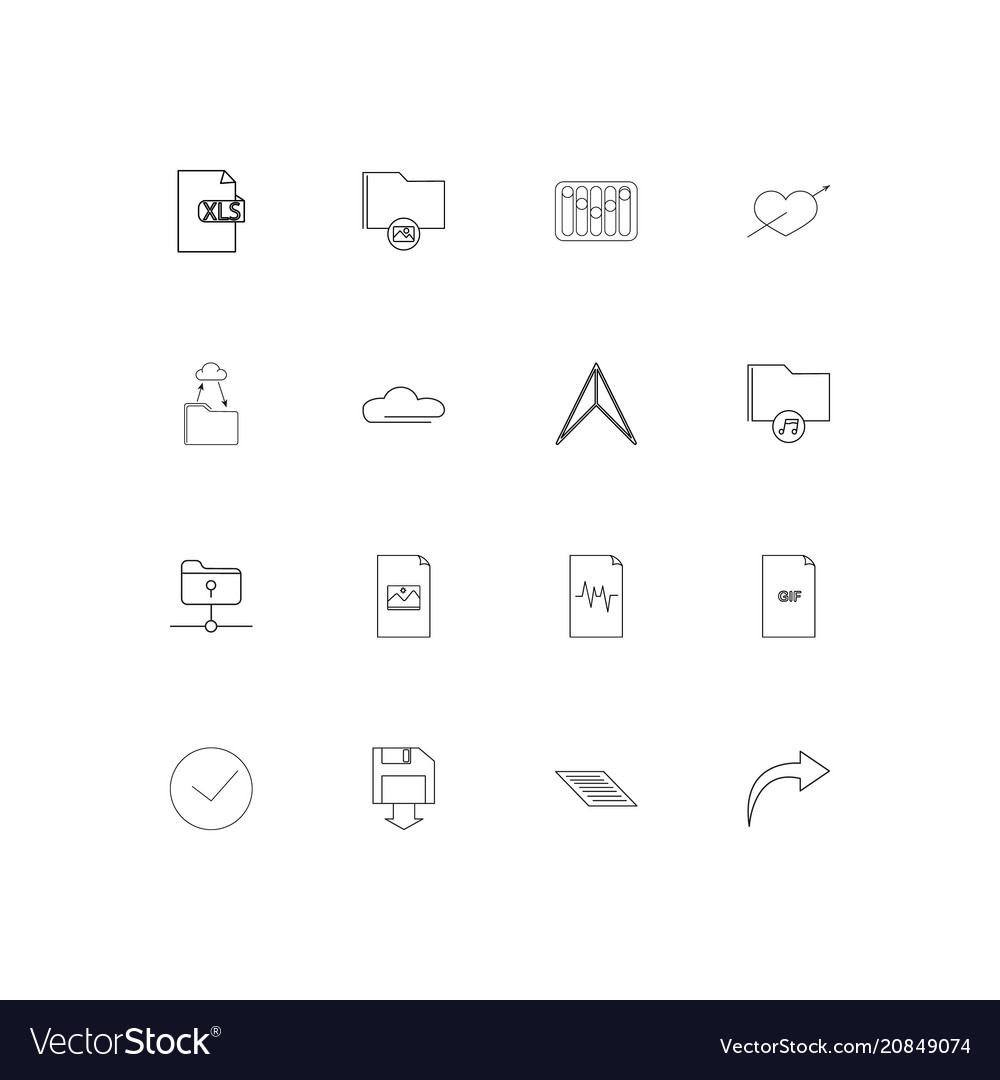 Files and folders sign linear thin icons set