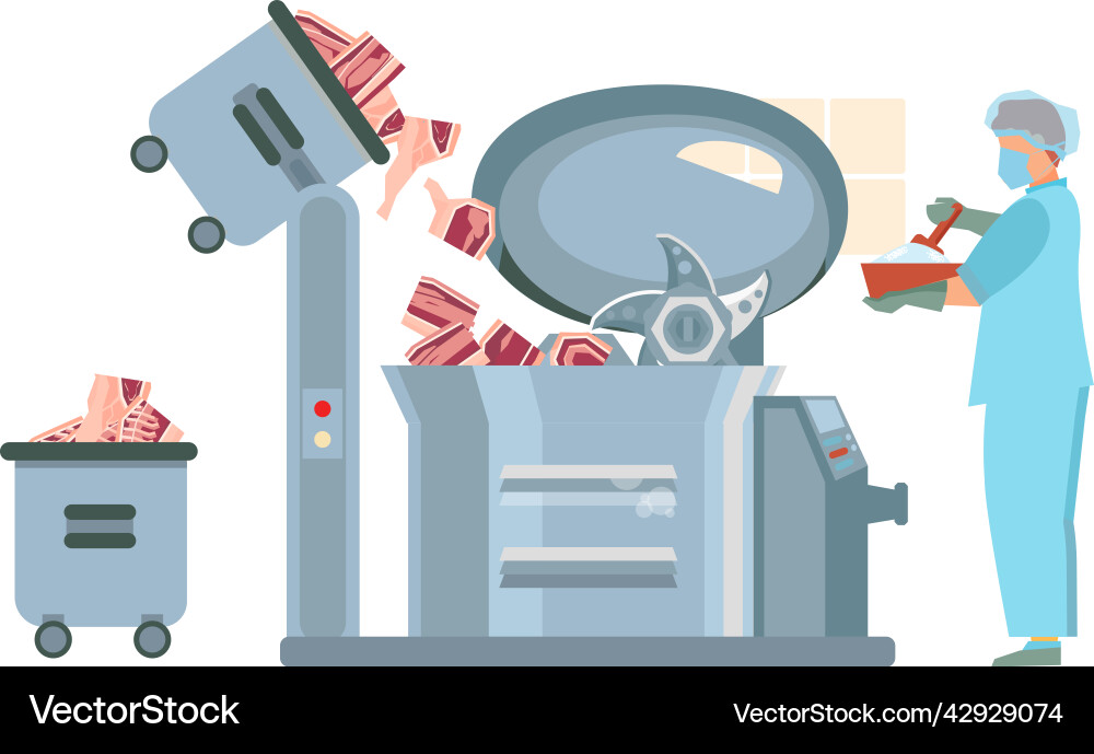 Industrial meat grinding composition Royalty Free Vector
