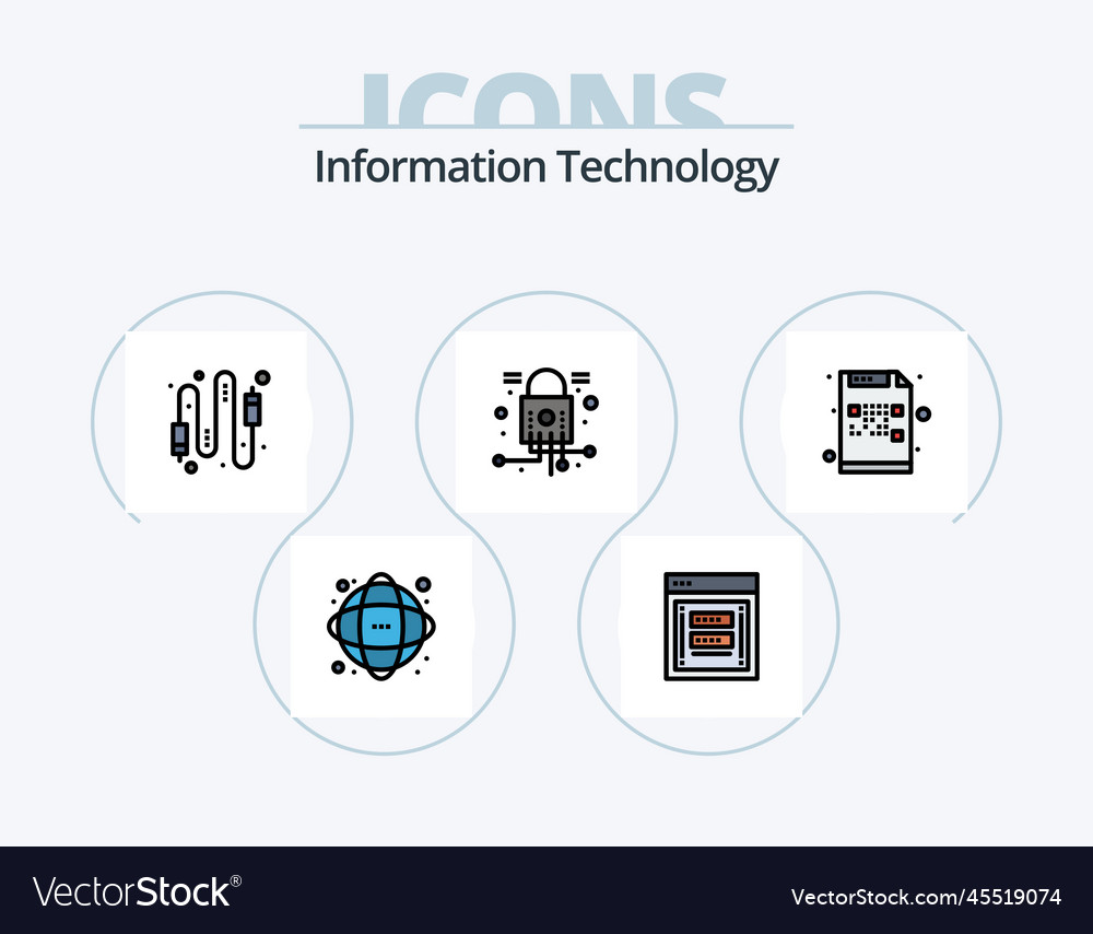 Information technology line filled icon pack 5