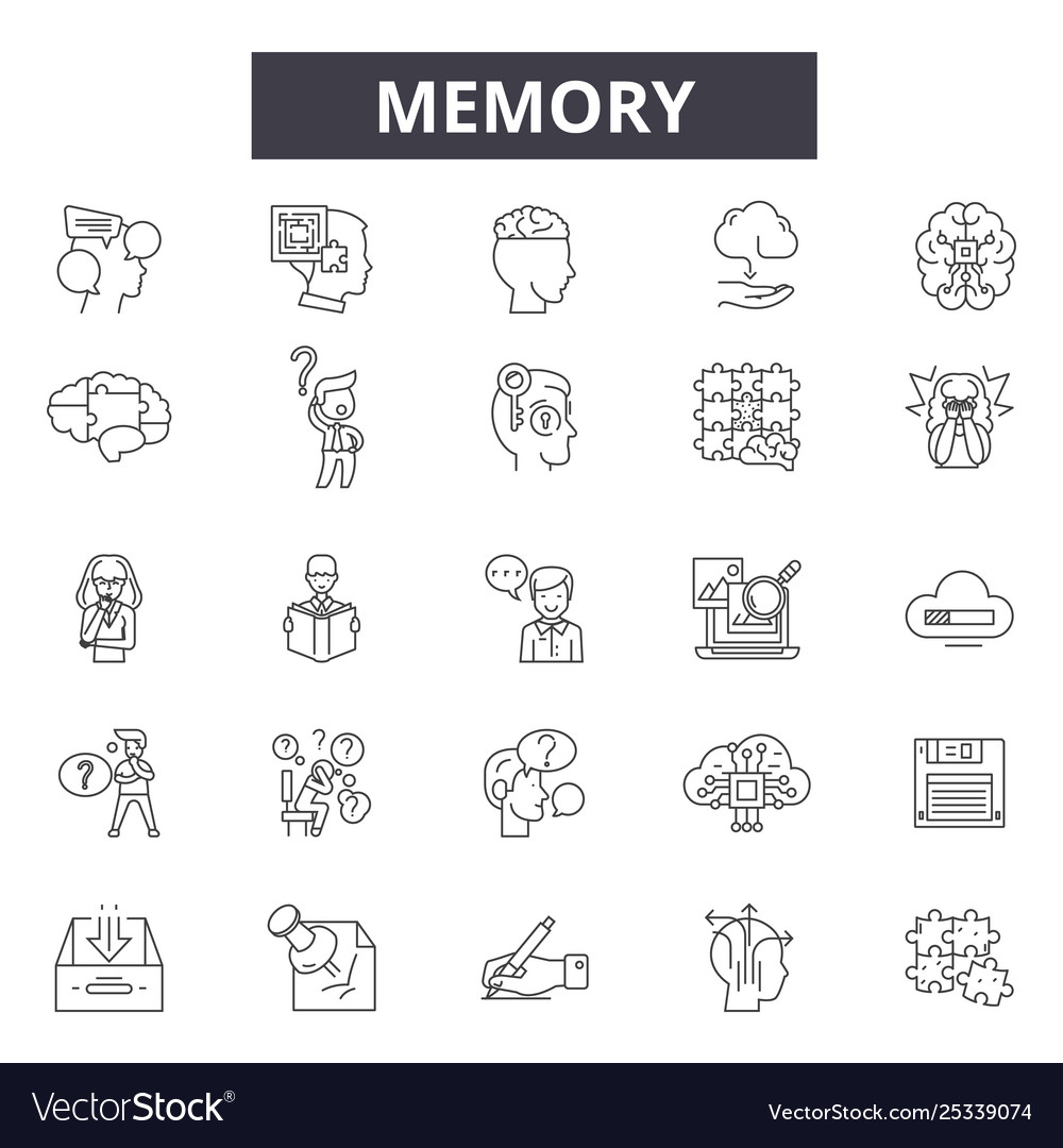 Memory line icons signs set linear Vector Image Memory line icons signs set linear