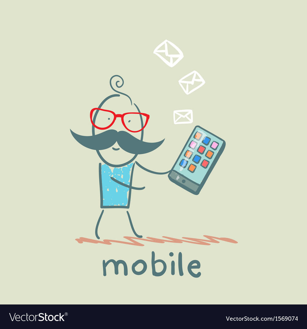 Person receives a message from mobile