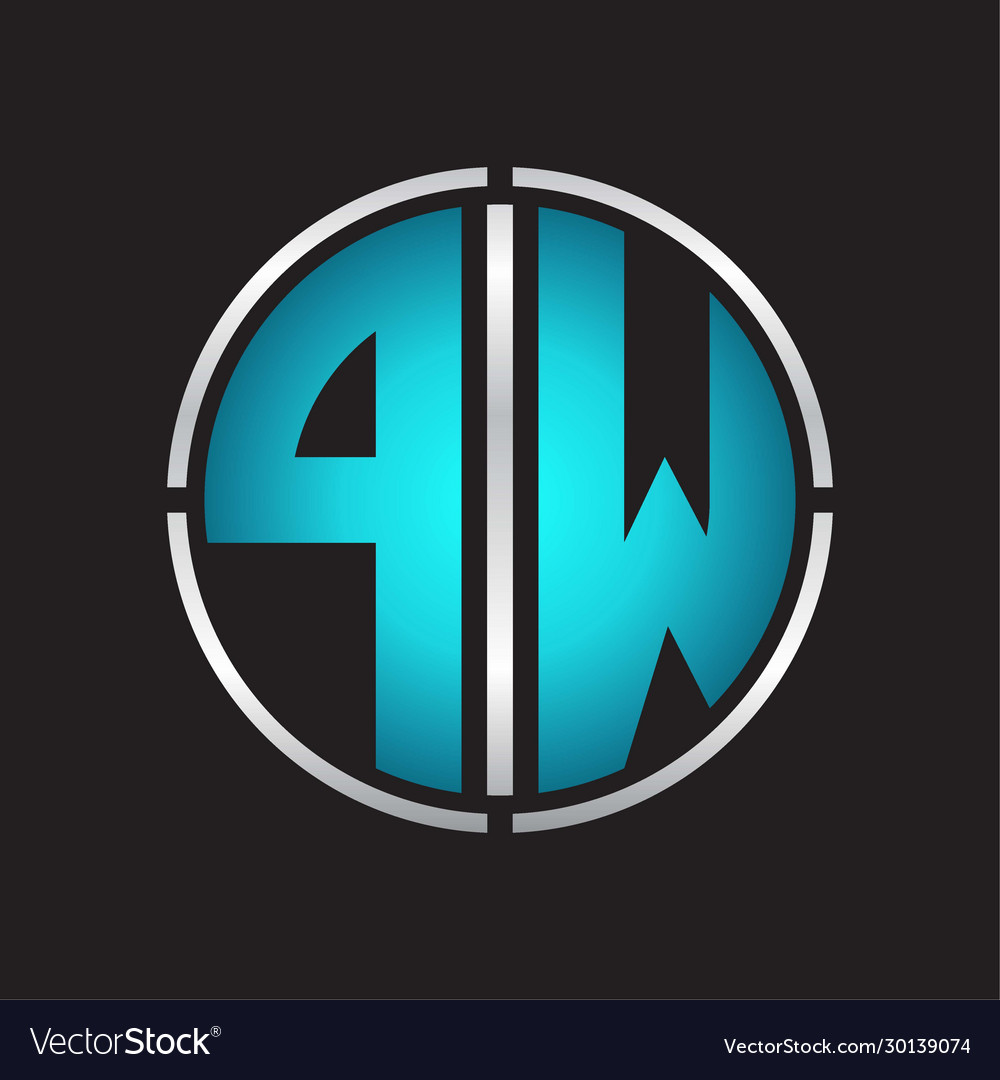 Pw logo initial with circle line cut design