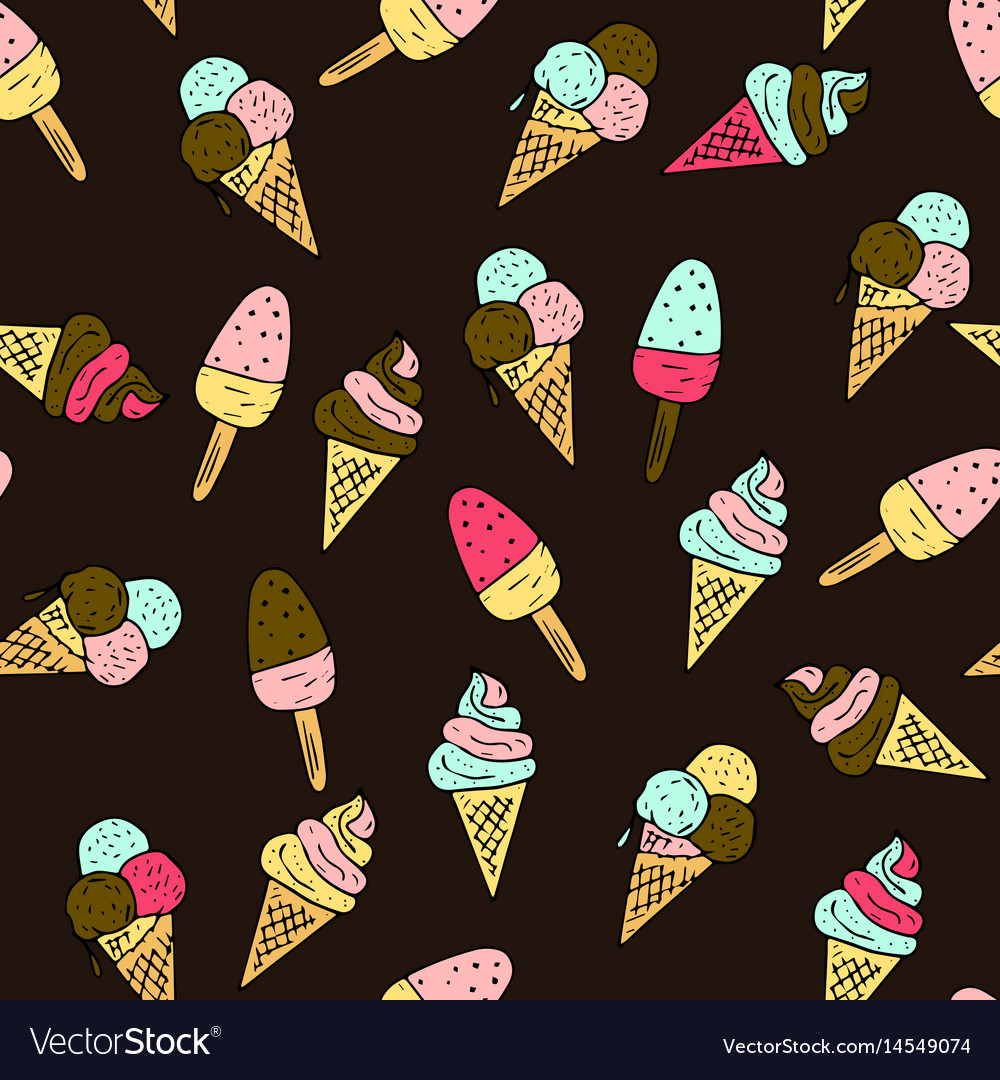 Seamless pattern with doodle hand drawn ice