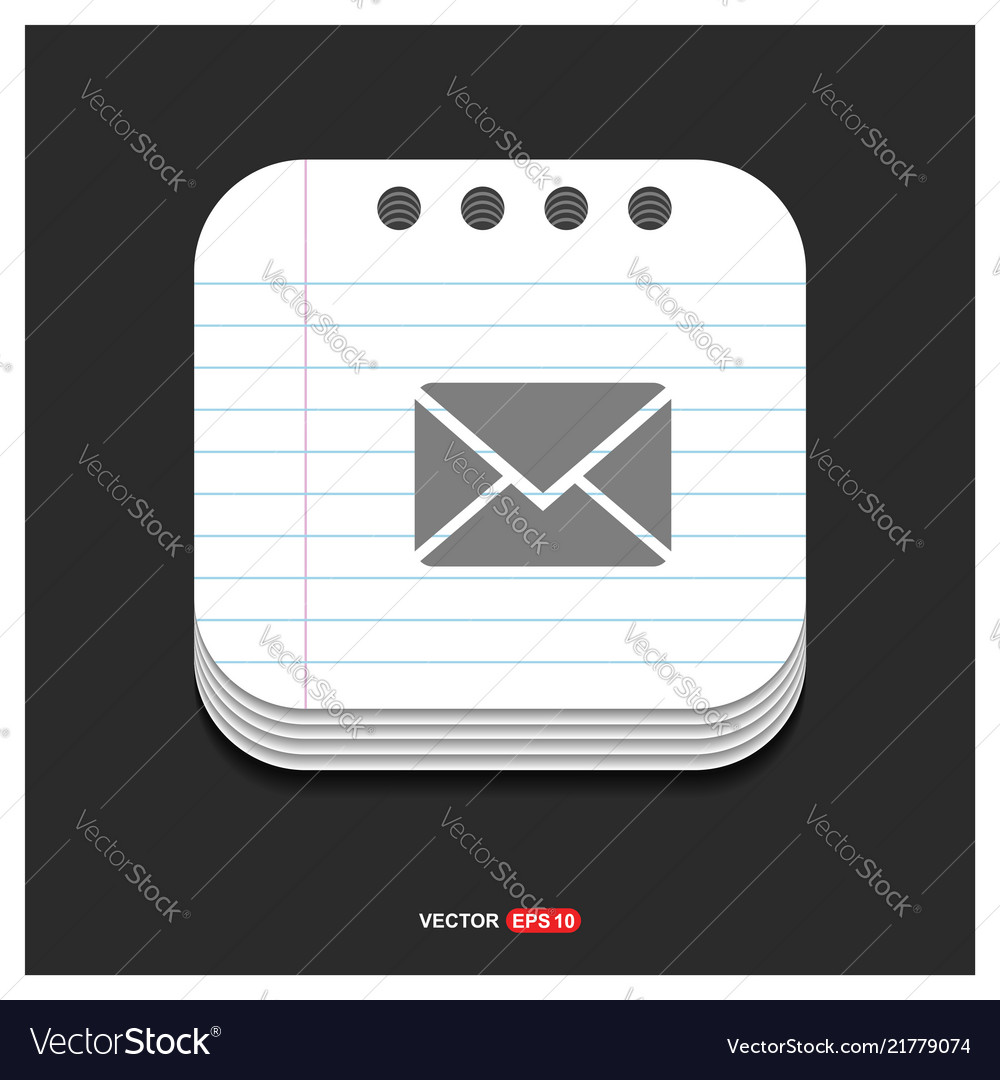 Send mail icon gray on notepad style vector image Send mail icon gray on notepad style