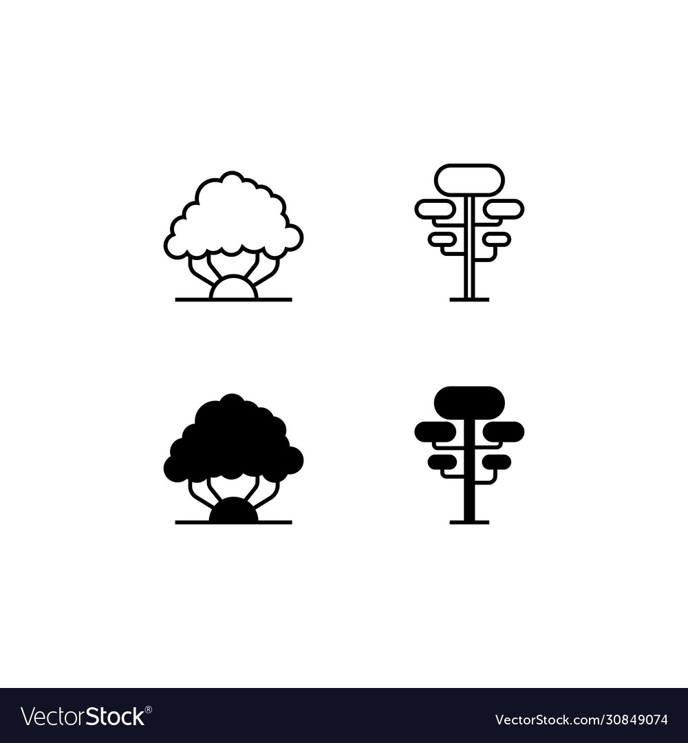 Tree line and solid icon logo symbol vector image Tree line and solid icon logo symbol