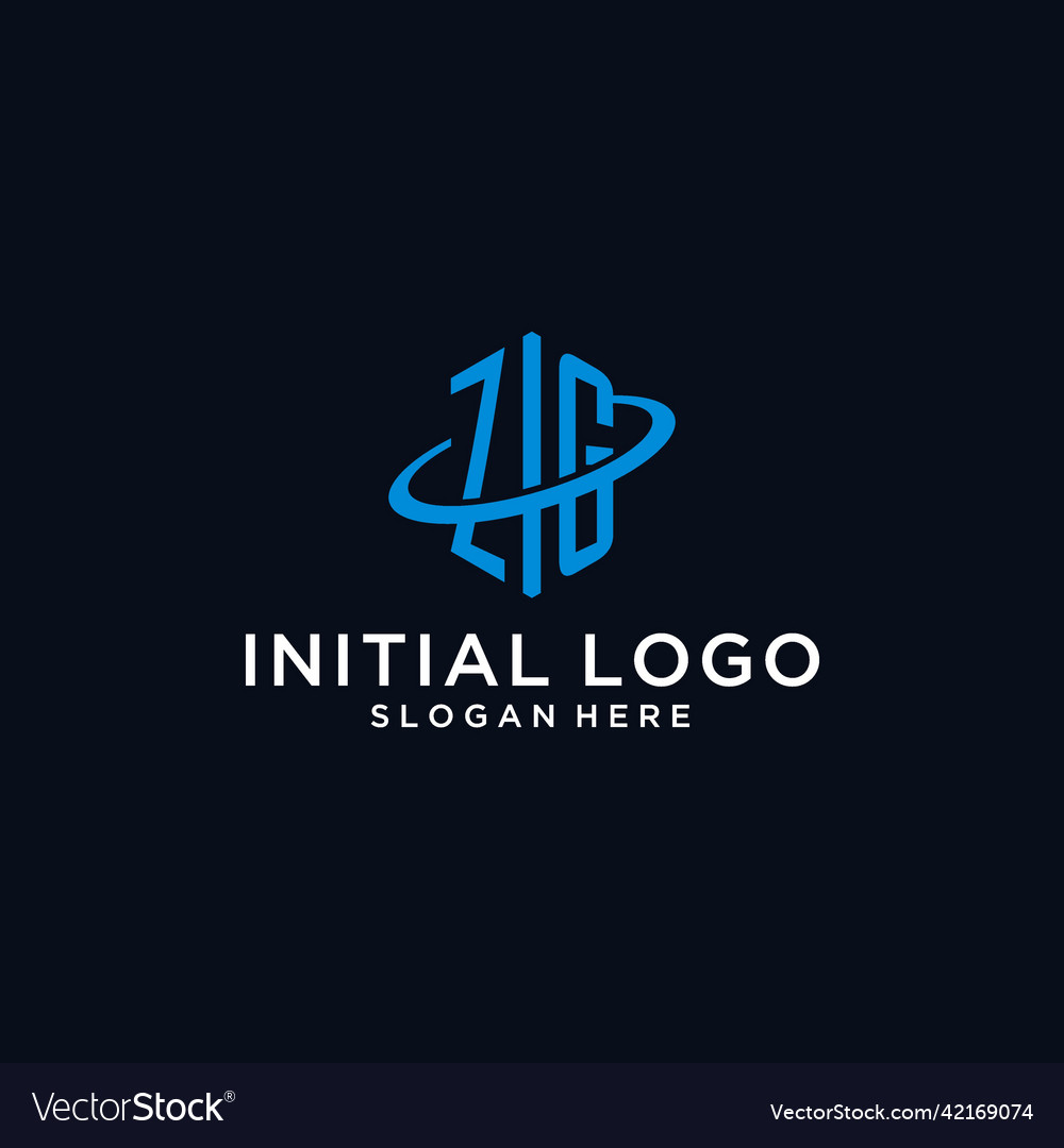Zg initial monogram logo with hexagonal shape