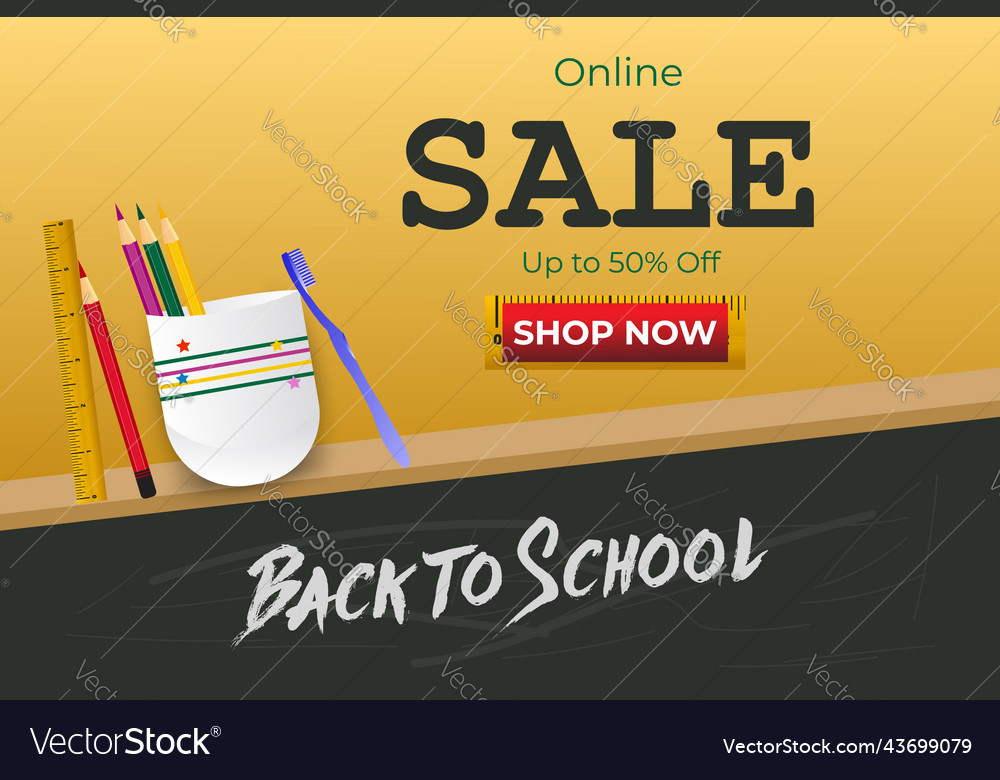 Back-to-school sale on yellow background design