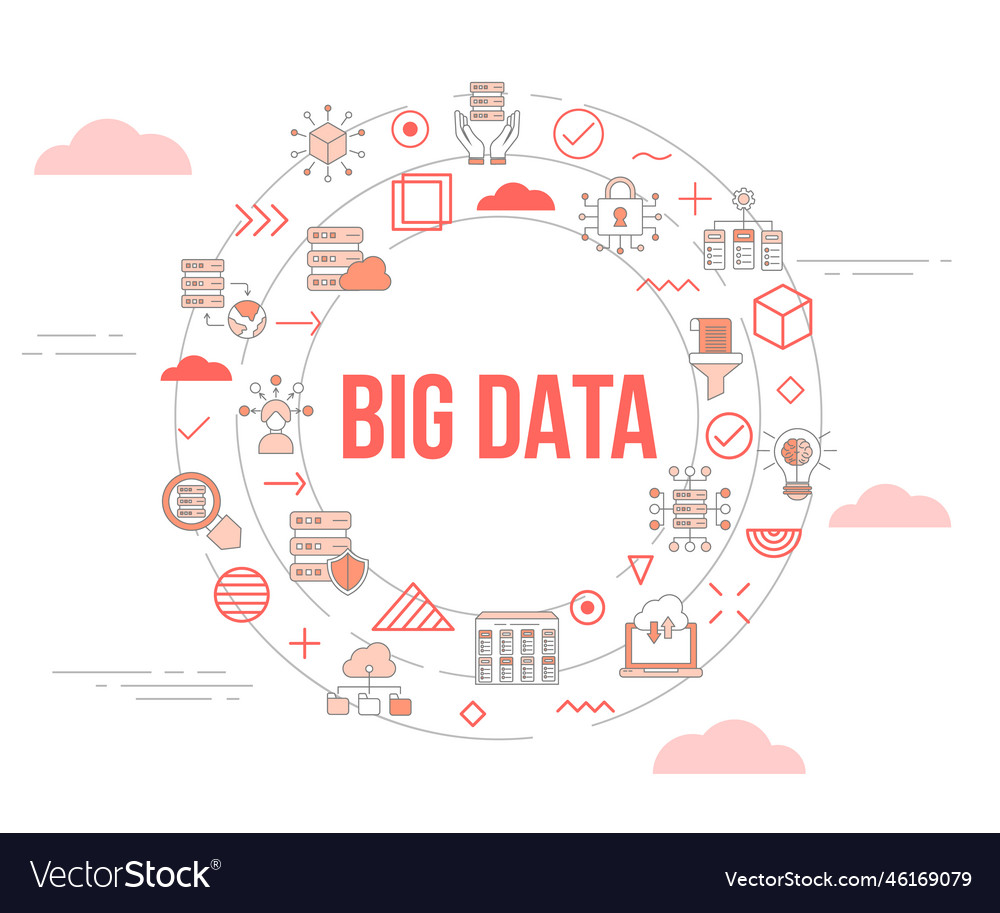 Big data concept with icon set template banner