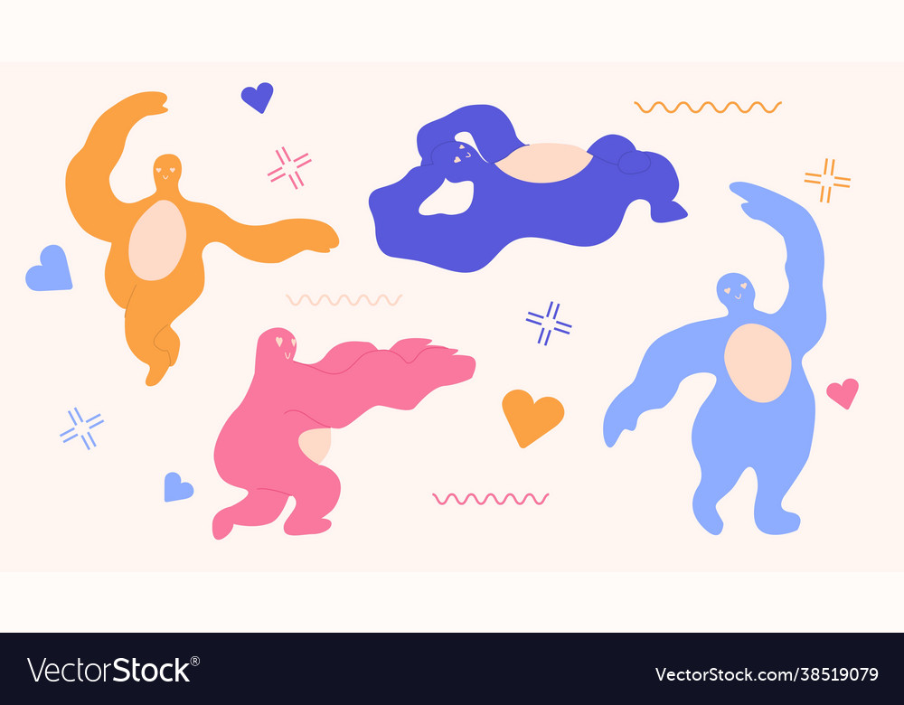 Concept disproportionate characters in various vector image Concept disproportionate characters in various
