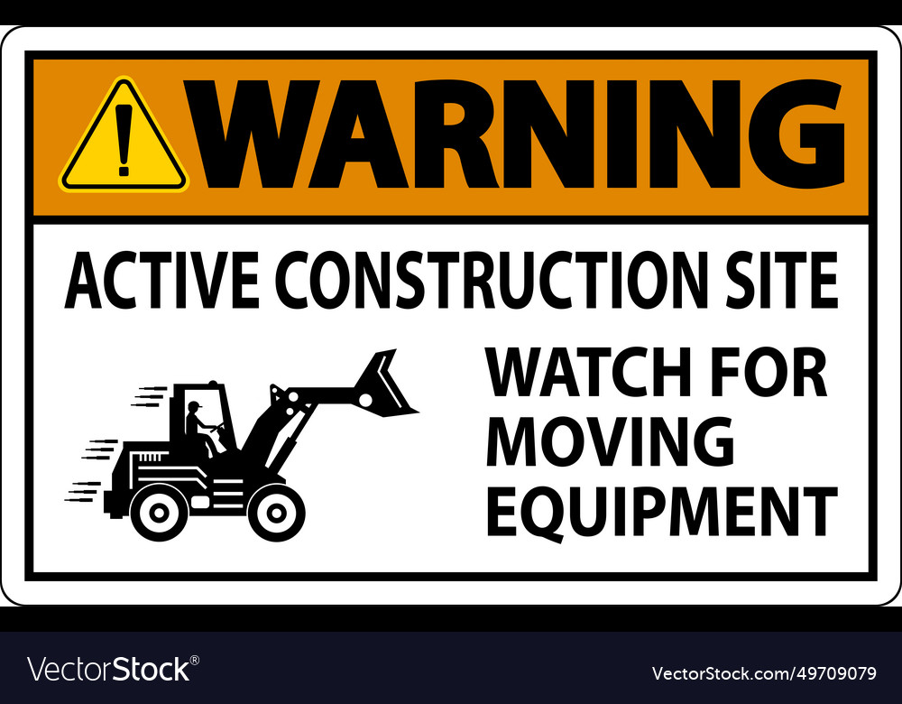 Construction area sign warning - active Royalty Free Vector