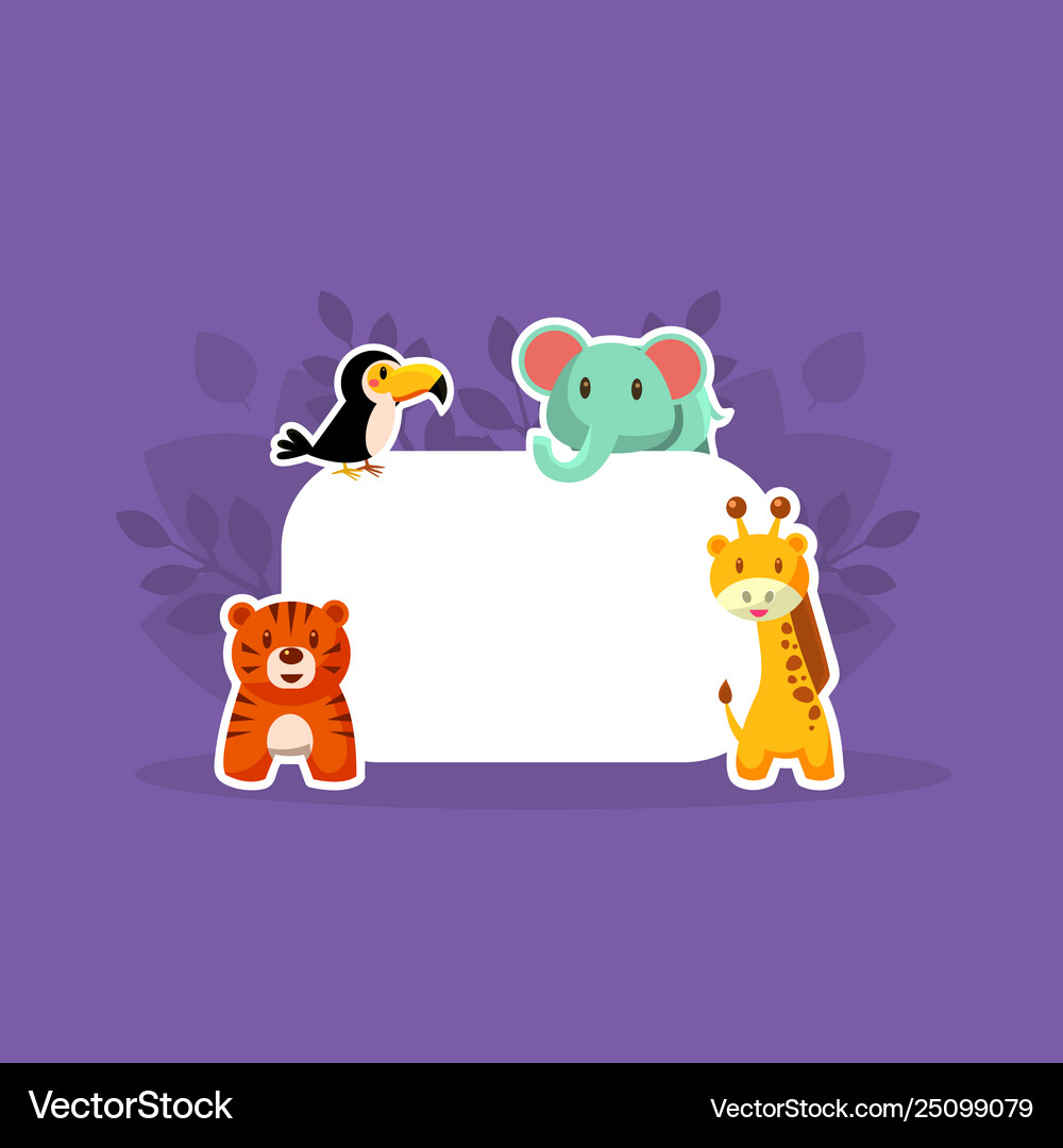 Cute Animals Showing Empty Banner Toucan Vector Image
