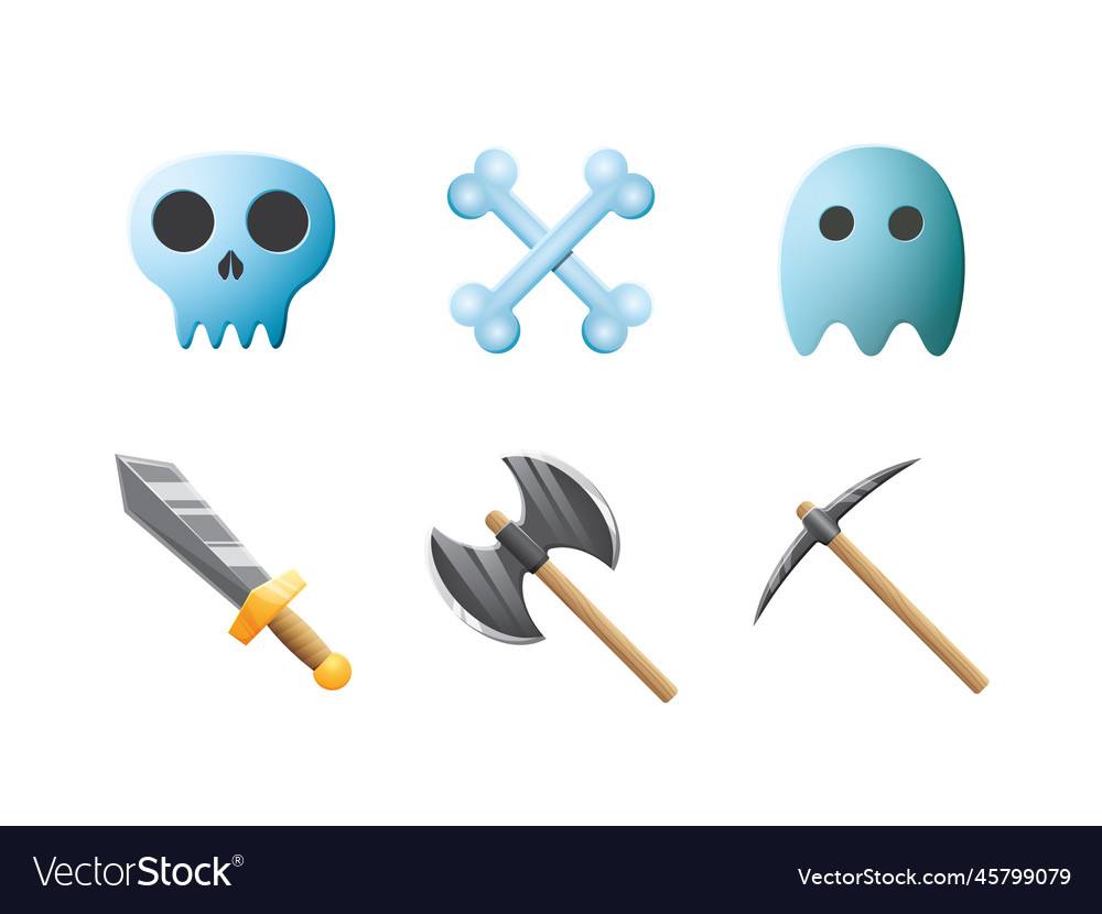 Game ui assets set gaming user interface icons vector image Game ui assets set gaming user interface icons