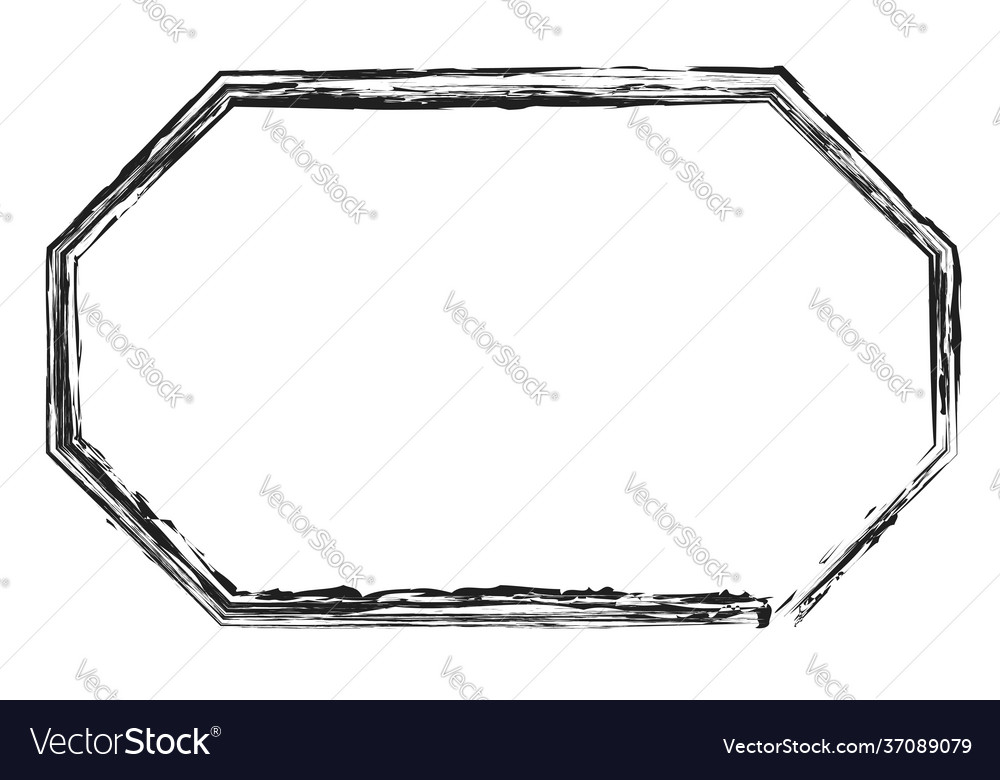 Grungy rectangular frame border plaque outline vector image Grungy rectangular frame border plaque outline
