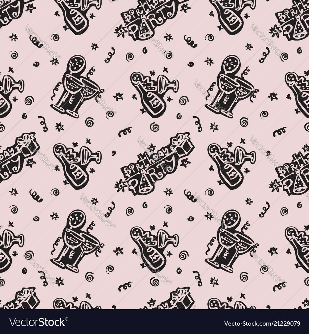 Happy birthday pattern background with dark color Vector Image Happy birthday pattern background with dark color
