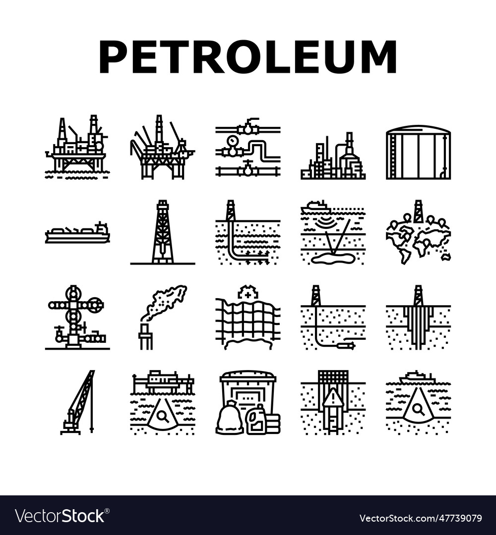 Petroleum engineer oil industry icons set