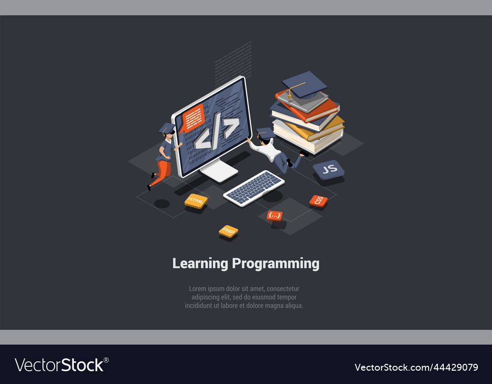 Programmierung und Kodierung von Lernkonzept Software vector image Programmierung und Kodierung von Lernkonzept Software