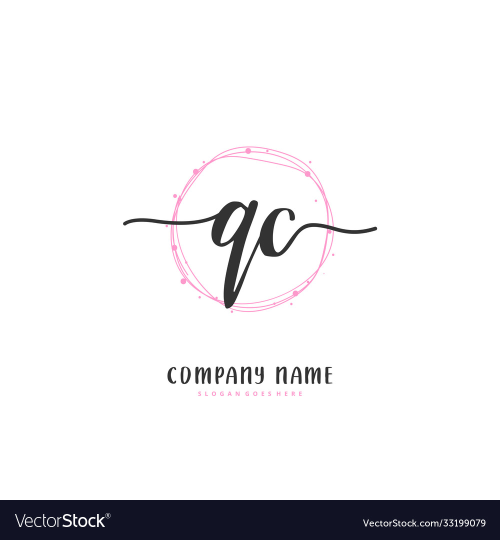 Q c qc initial handwriting and signature logo vector image Q c qc initial handwriting and signature logo