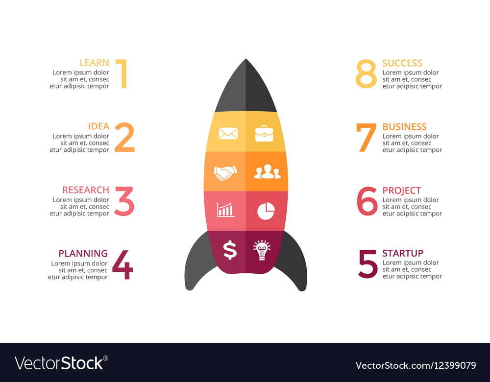 Rocket infographic diagram chart graph Royalty Free Vector