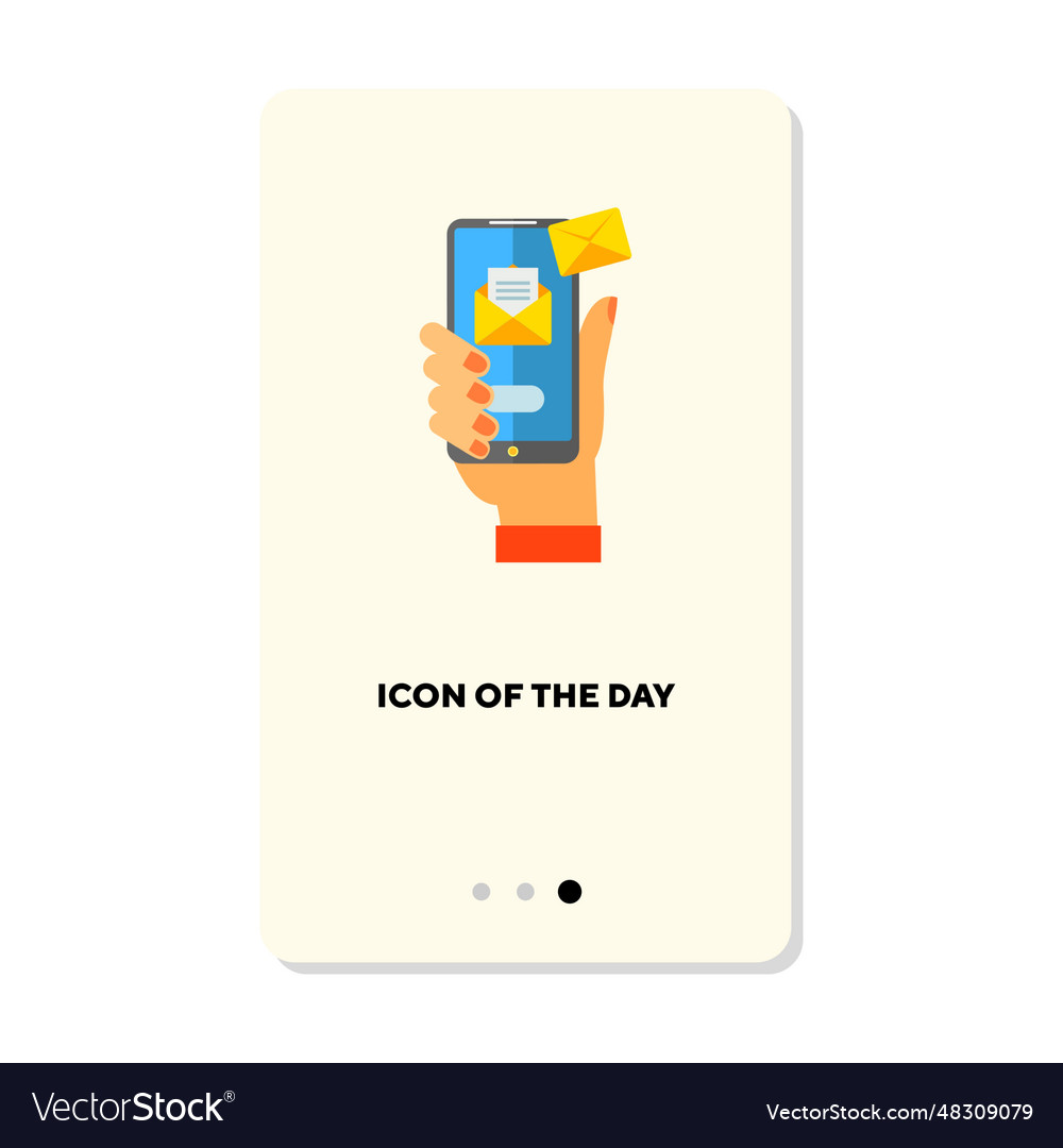 Sending email via mobile phone on white background vector image Sending email via mobile phone on white background