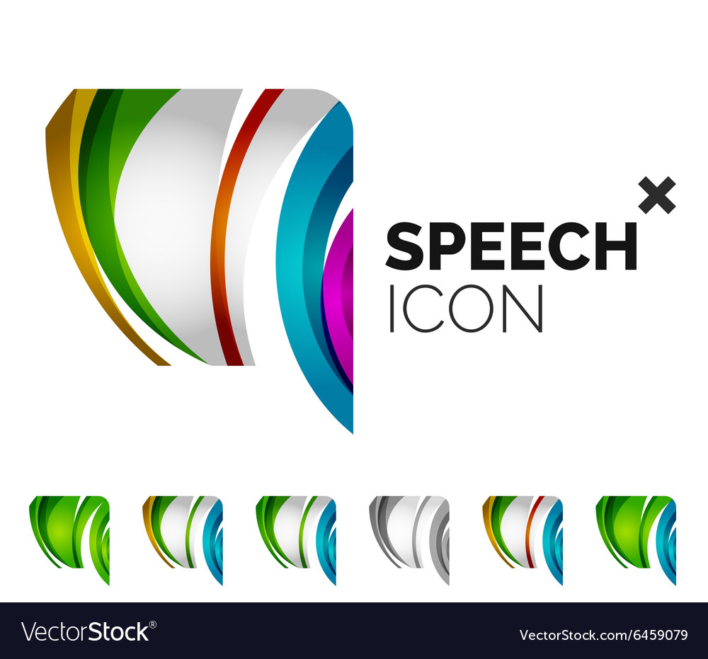 Set of abstract speech bubble and cloud icons