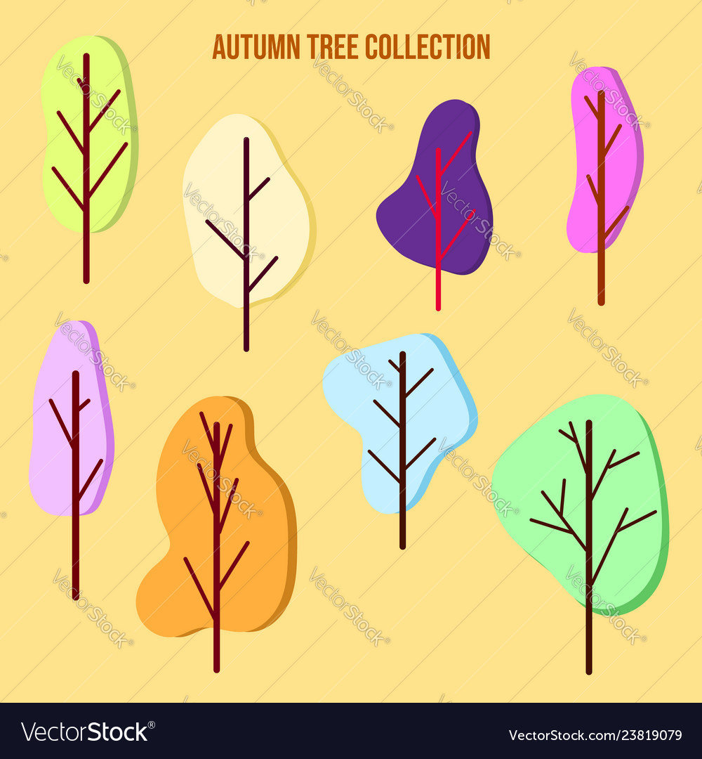 Set of color trees in a flat style vector image Set of color trees in a flat style