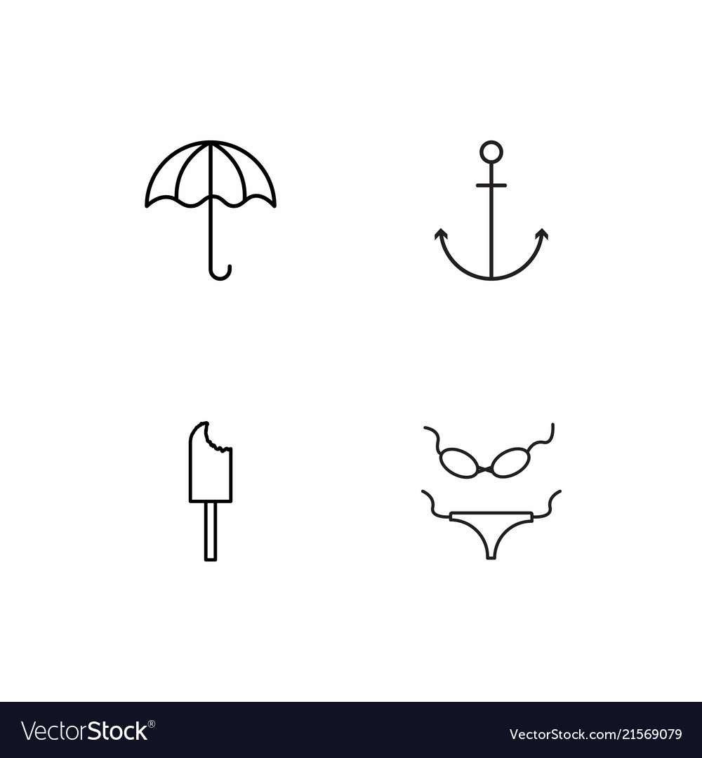 Summer linear icons set simple outline