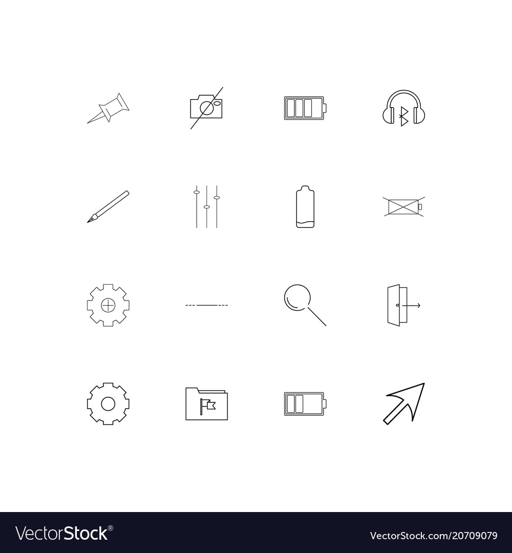 User interface simple linear icons set outlined