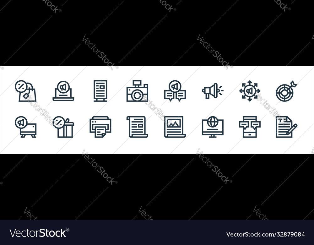 Advertisement line icons linear set quality vector image Advertisement line icons linear set quality