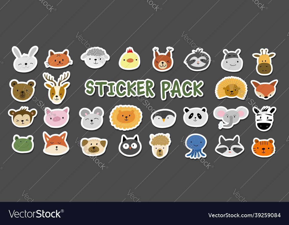 Animal stickers set childish style collection