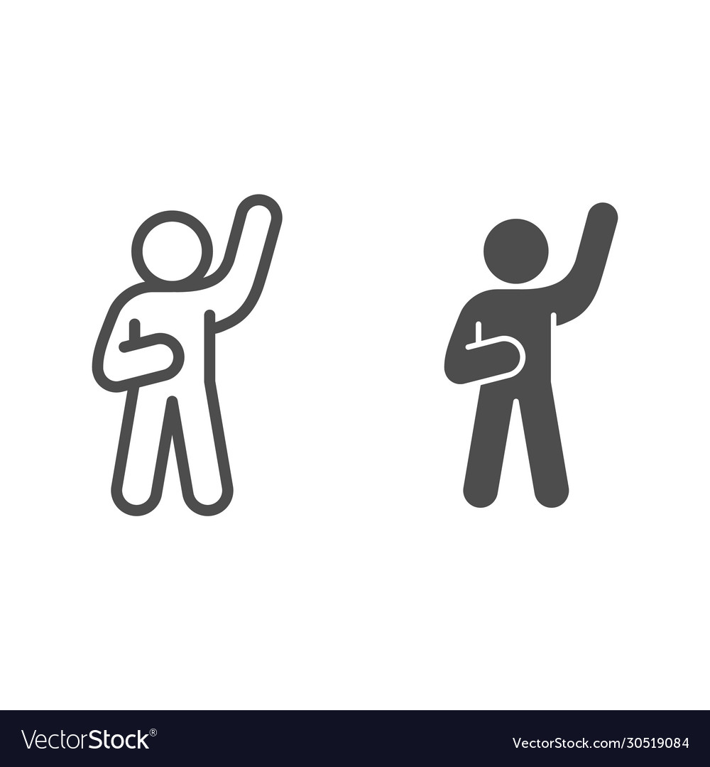 Assurance or hello pose line and solid icon man vector image Assurance or hello pose line and solid icon man