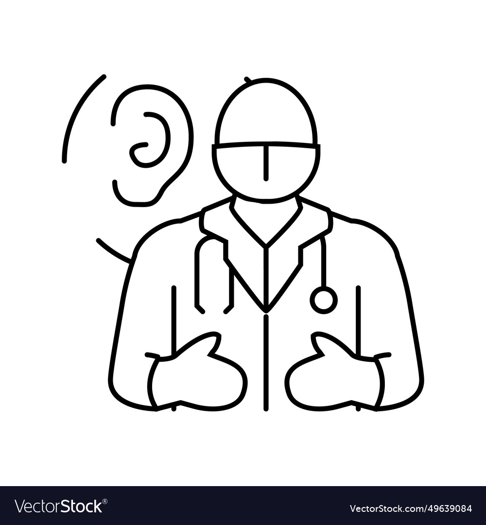 Audiologist doctor line icon Royalty Free Vector Image