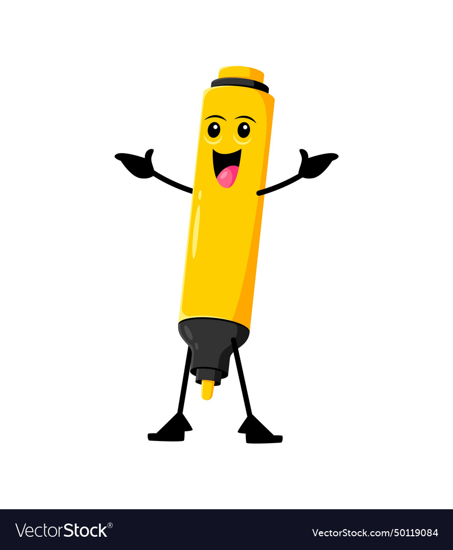 Cartoon cheerful felt-tip pen school character vector image Cartoon cheerful felt-tip pen school character