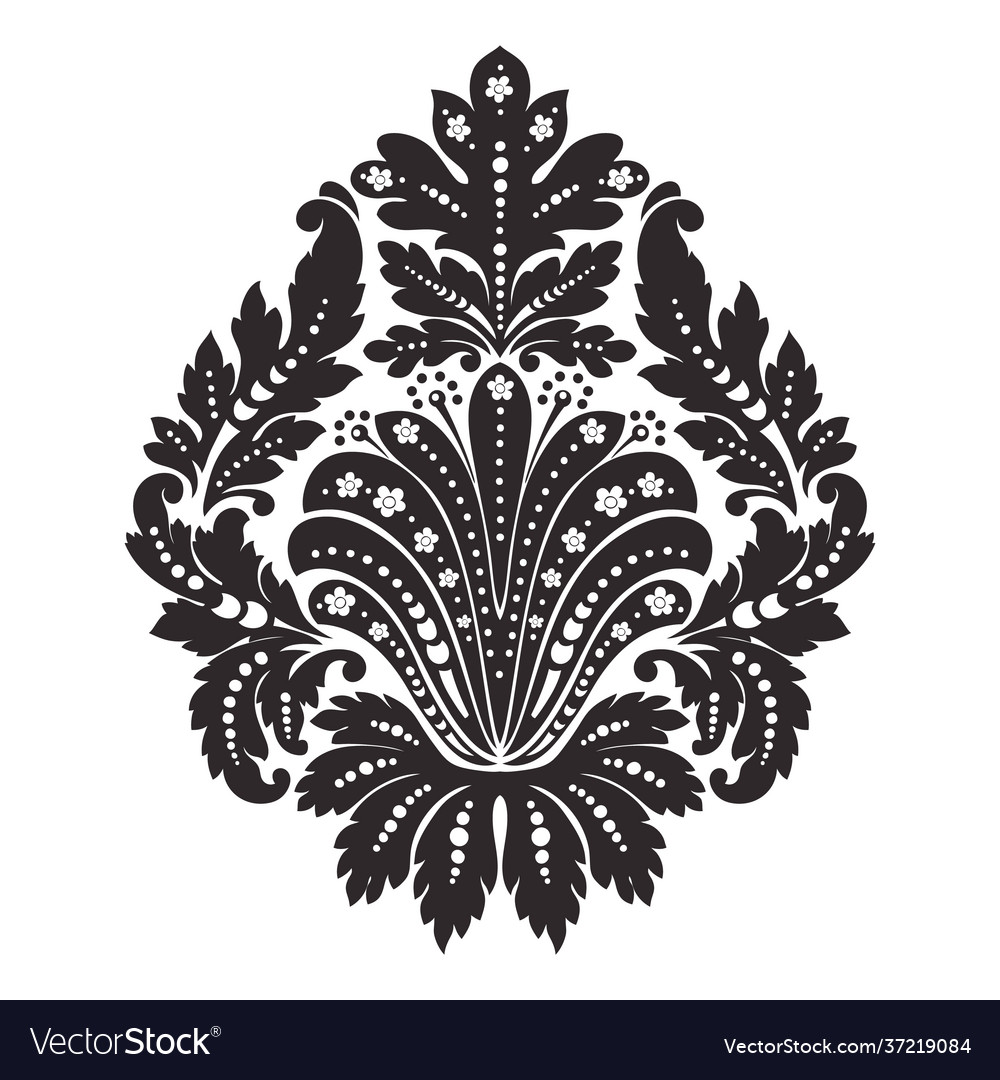 Damask central element isolated vector image Damask central element isolated