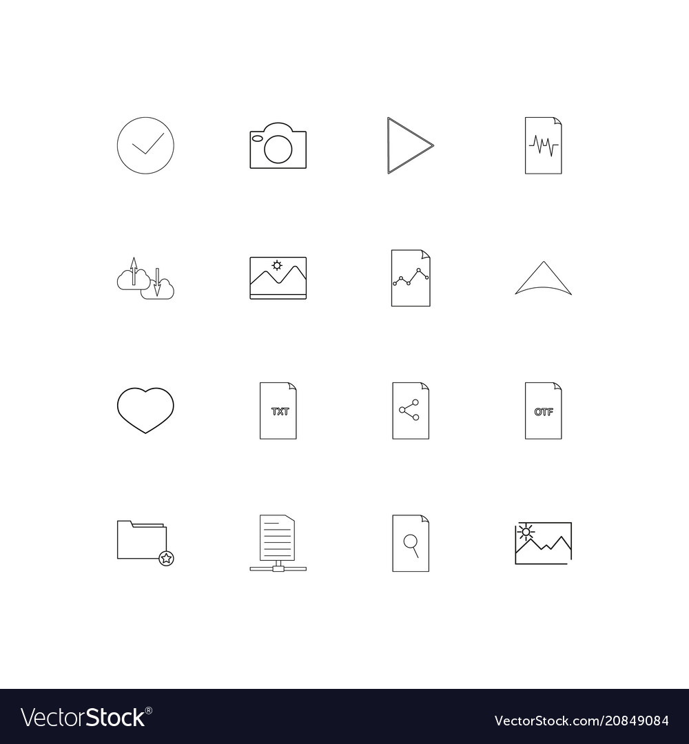 Files and folders sign linear thin icons set