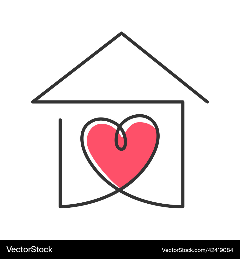 Heart red house Royalty Free Vector Image - VectorStock