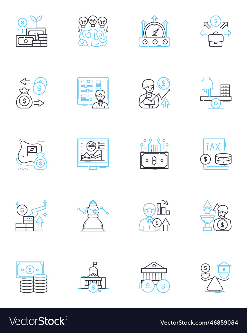 Internet banking linear icons set secure