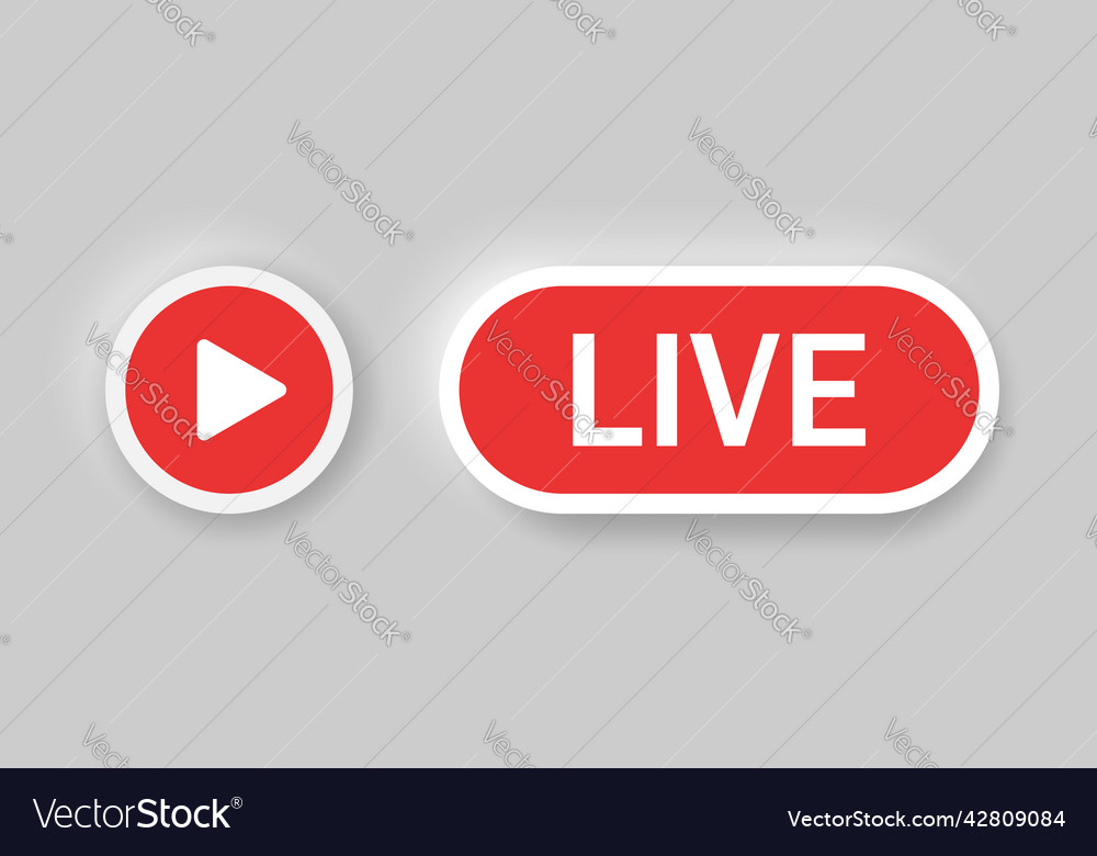 Live stream icon in flat style play button